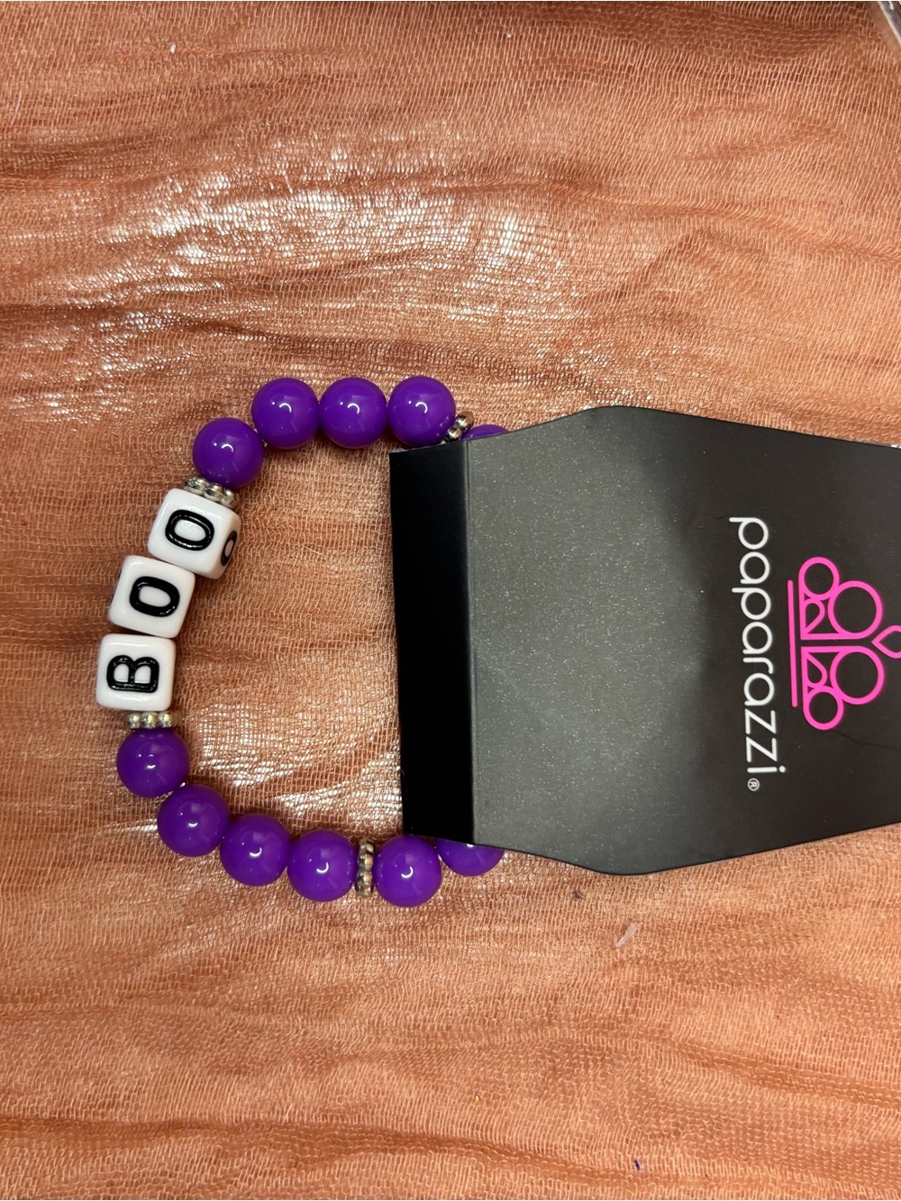 Paparazzi Purple 'BOO' Beaded Stretch Bracelet